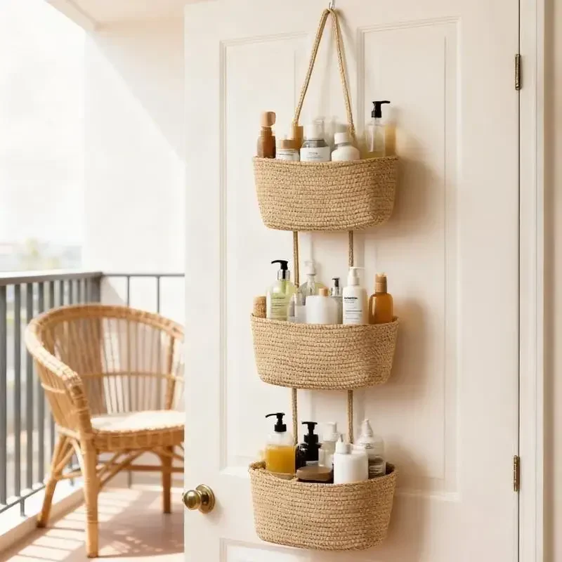 Baby Nursery Laundry Basket - 3-Tier Woven Cotton Hanging Storage Basket