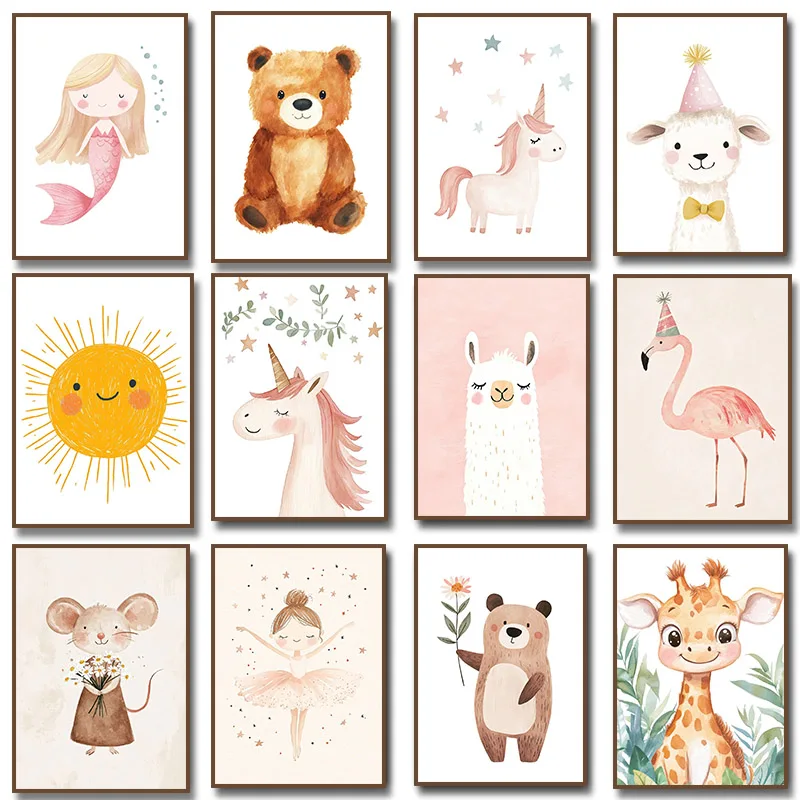 Baby Unicorn Nursery - Pink Ballerina with Stars Unicorn Cute