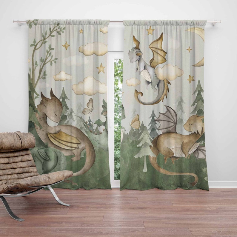 Baby Nursery Blackout Curtains - Little Dragon Nursery Curtains Animal Kids