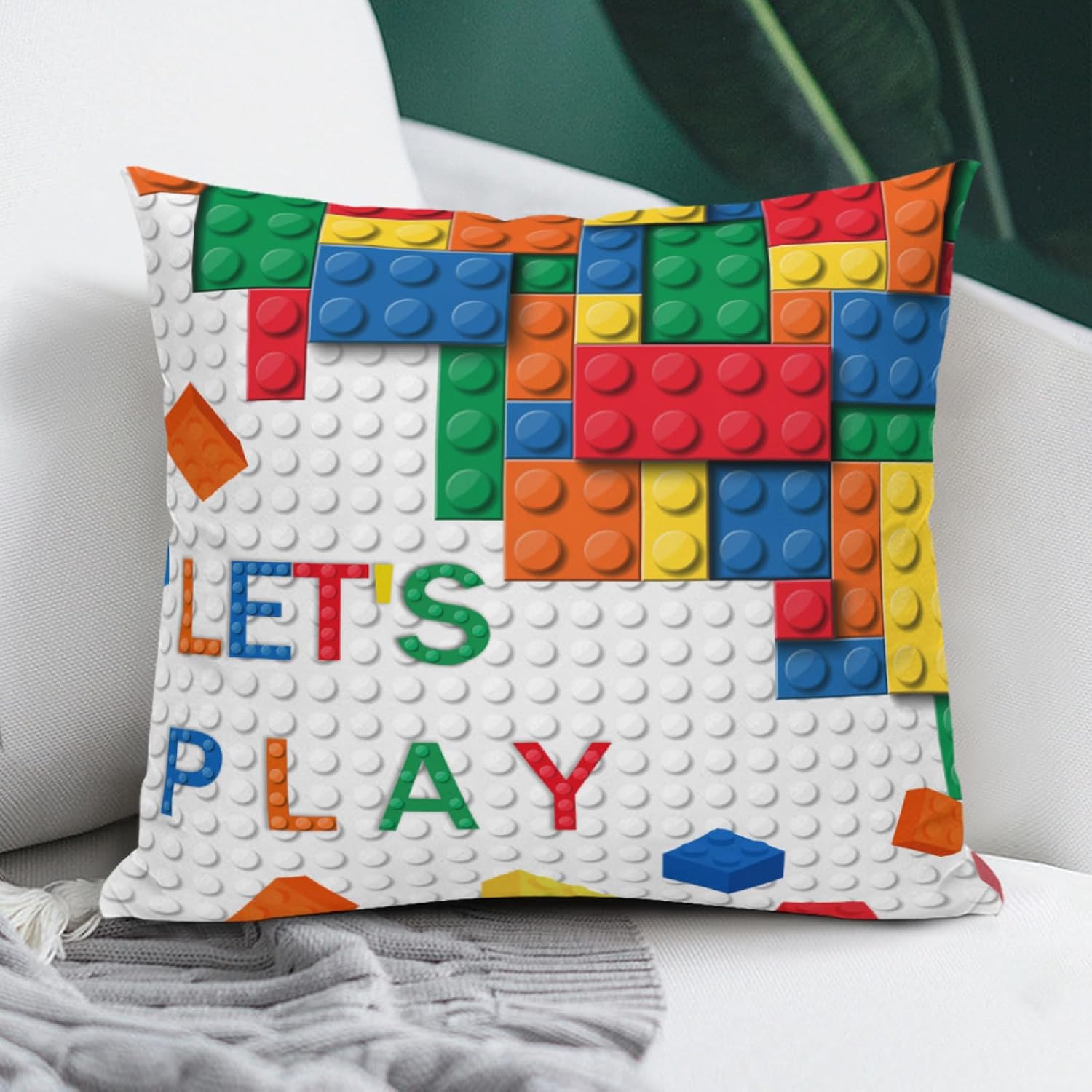 Baby Nursery Chair - Colorful Building Blocks Theme Pillowcase Throw