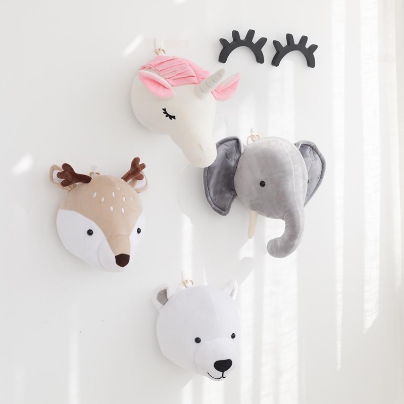 Baby Unicorn Nursery - Plush Head Elephant Unicorn Deer Nursery