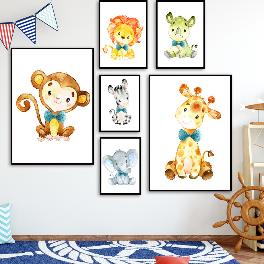 Baby Zebra Nursery - Wall Art Canvas Painting Cartoon Lion
