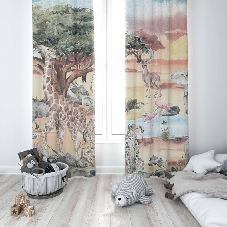 Safari Animals Curtain Kids Be - Baby Nursery Blackout Curtains recension och pris