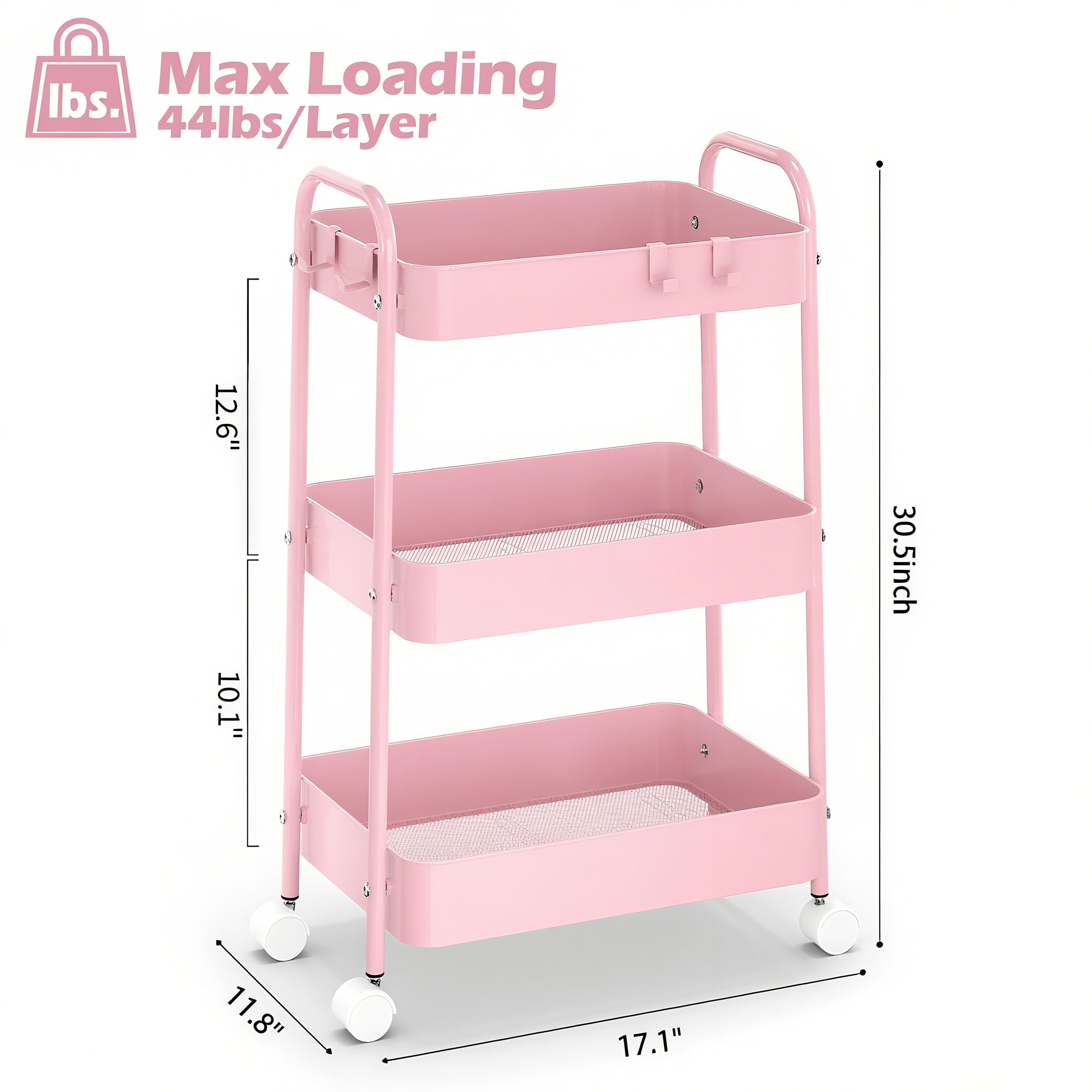 3 Tier Metal Rolling Cart With - Baby Nursery Trolley recension och pris