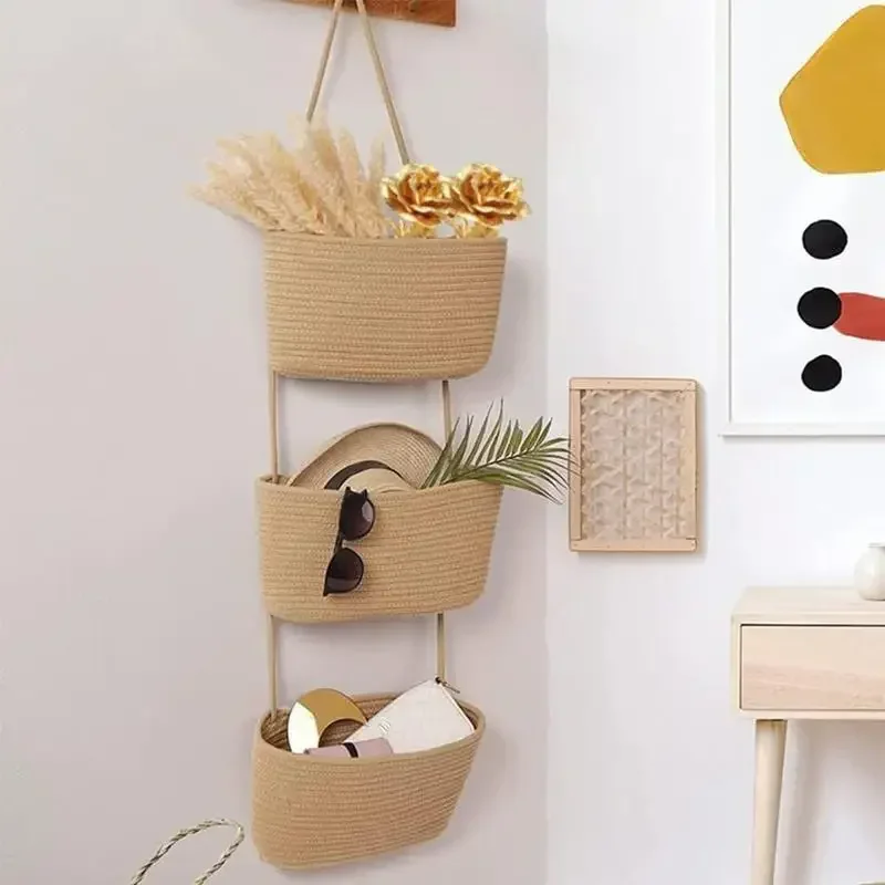 3-Tier Woven Cotton Hanging St - Baby Nursery Laundry Basket recension och pris