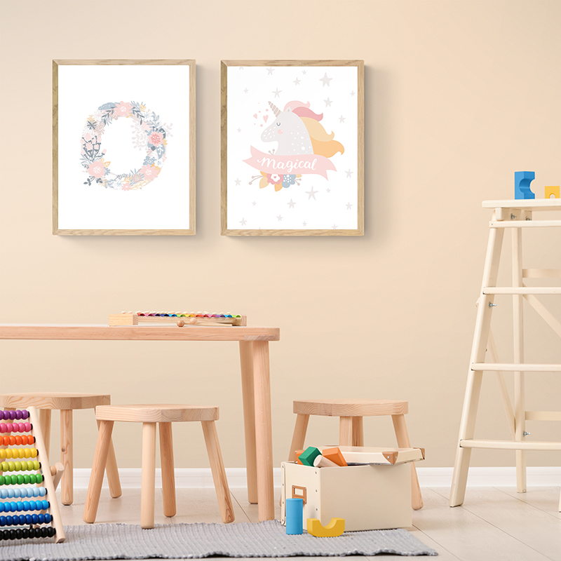 1PC frameless Floral Alphabet  - Baby Unicorn Nursery recension och pris
