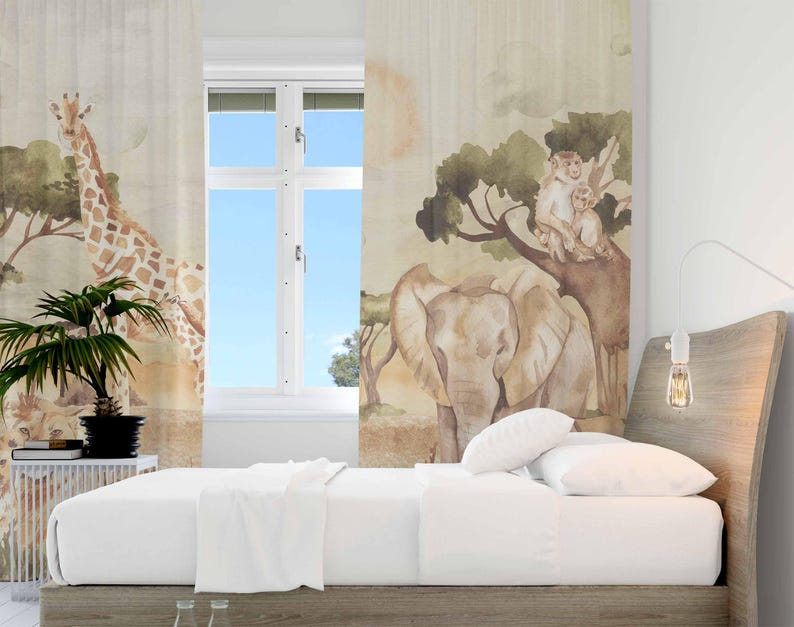 Mom and Baby Curtains Safari A - Baby Nursery Blackout Curtains recension och pris