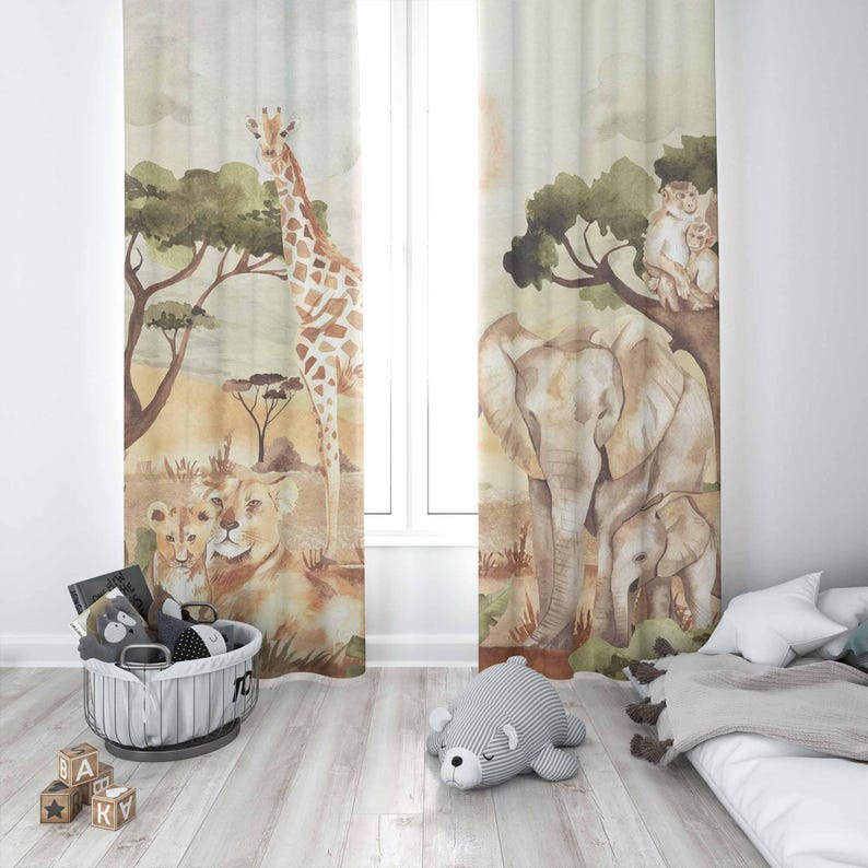 Mom and Baby Curtains Safari A - Baby Nursery Blackout Curtains recension och pris