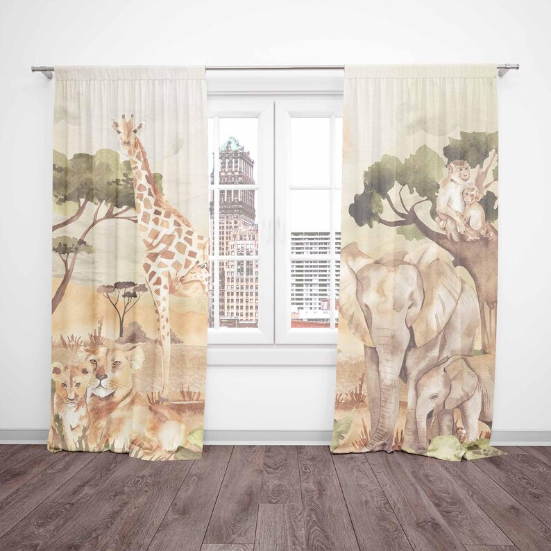 Mom and Baby Curtains Safari A - Baby Nursery Blackout Curtains recension och pris