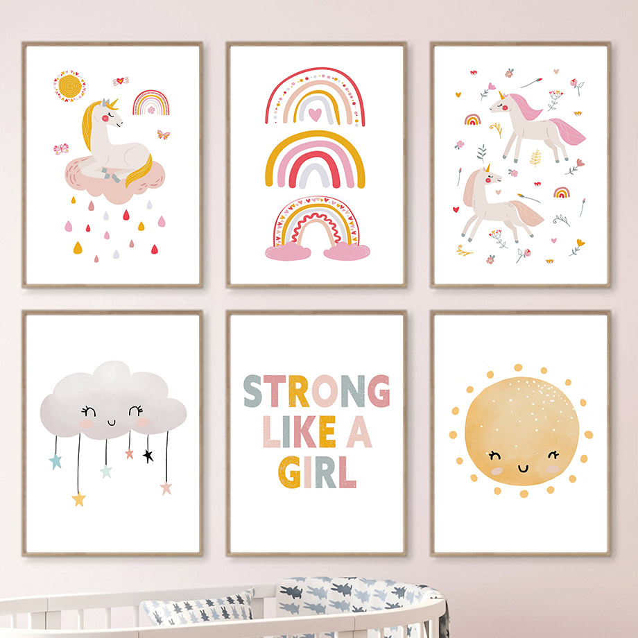 Kawaii Cartoon Unicorn Rainbow - Baby Unicorn Nursery recension och pris