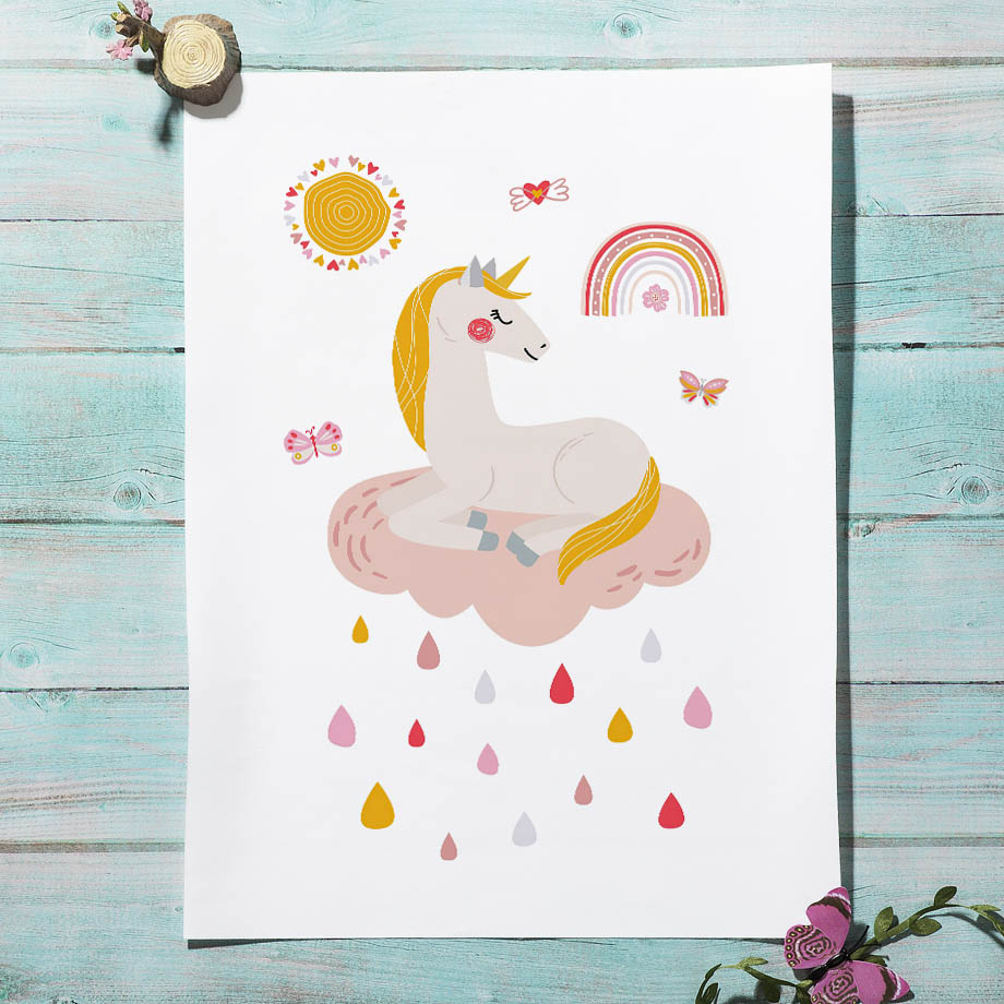 Kawaii Cartoon Unicorn Rainbow - Baby Unicorn Nursery recension och pris