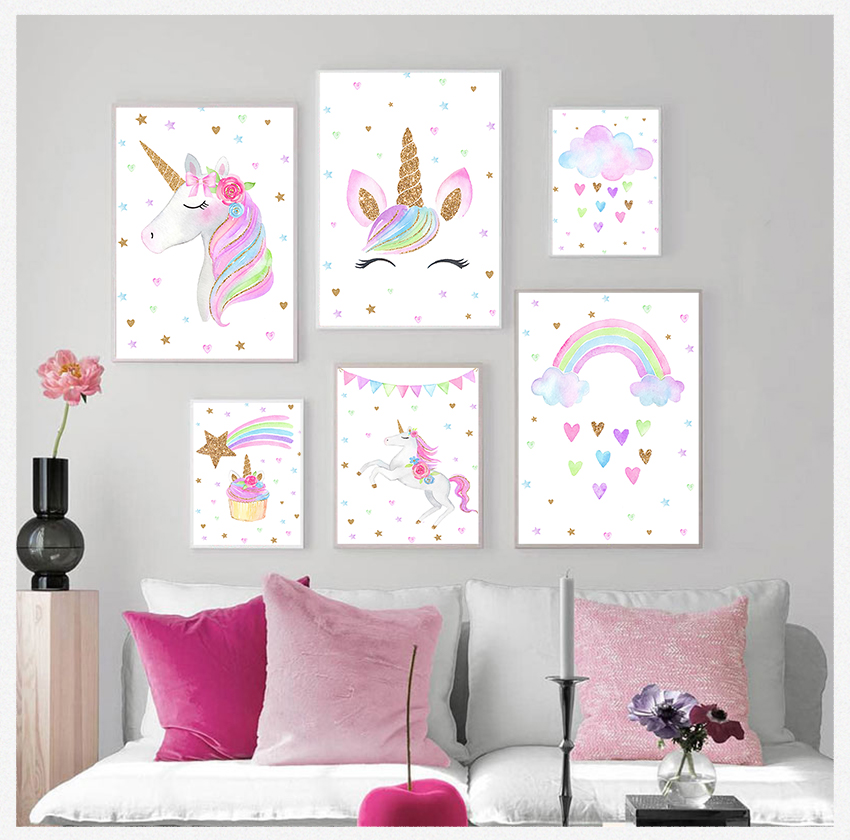 Cute Canvas Painting Nordic De - Baby Unicorn Nursery recension och pris