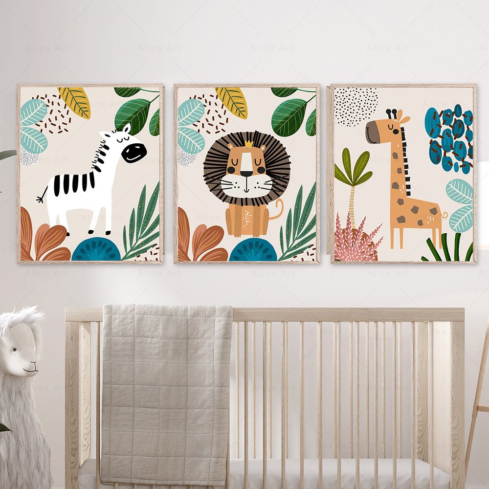 Boho Monkey Lion Giraffe Bird  - Baby Zebra Nursery recension och pris
