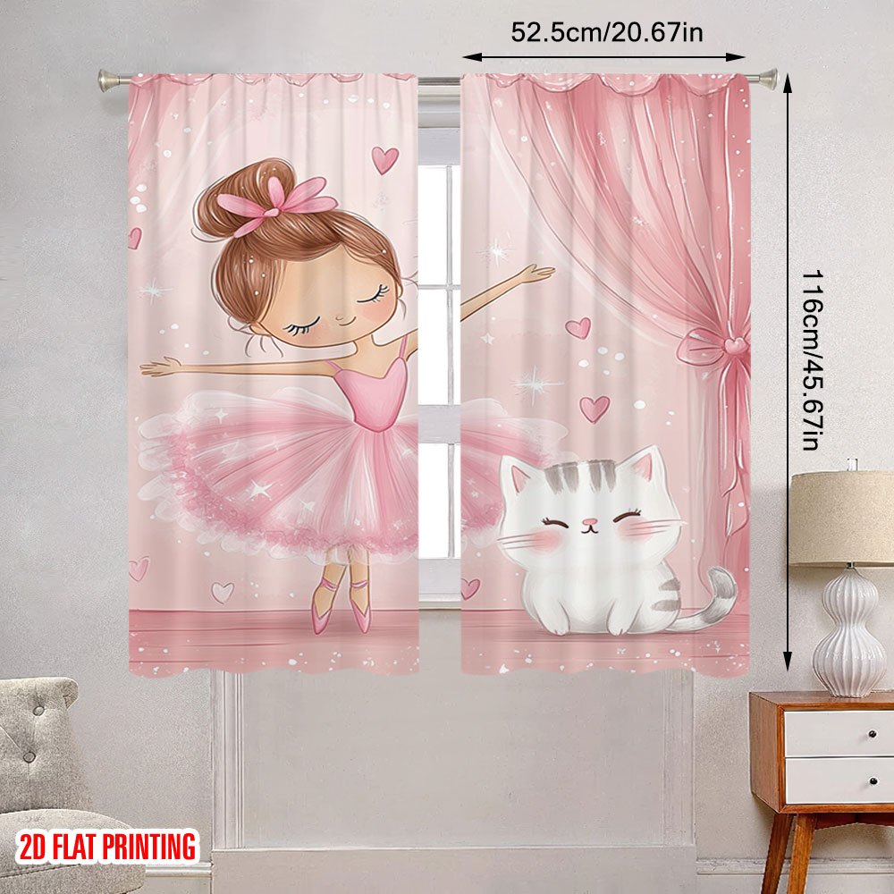 Pink Ballerina and Cat Blackou - Baby Nursery Blackout Curtains recension och pris