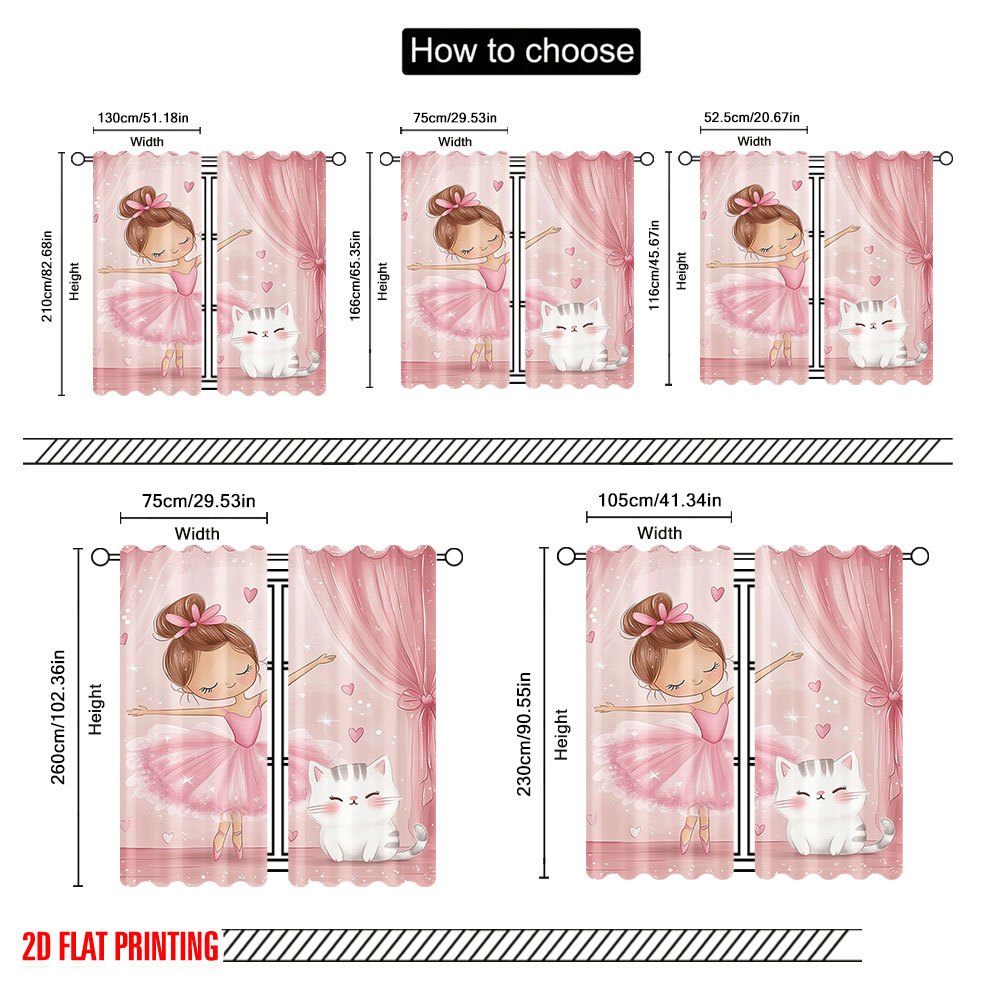 Pink Ballerina and Cat Blackou - Baby Nursery Blackout Curtains recension och pris