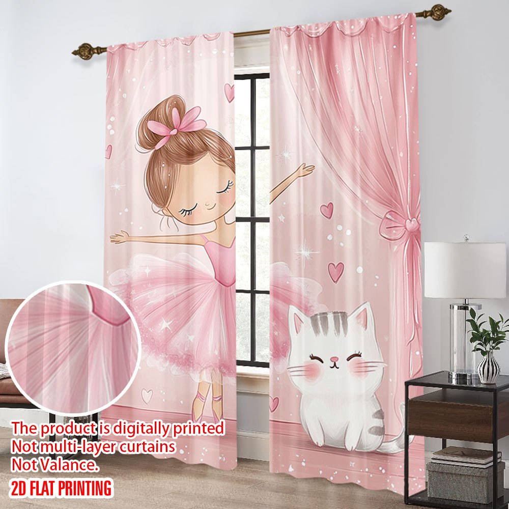 Pink Ballerina and Cat Blackou - Baby Nursery Blackout Curtains recension och pris