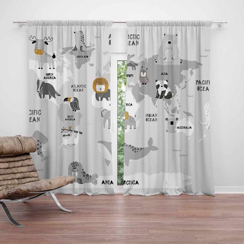 World Map Nursery Curtains Saf - Baby Nursery Blackout Curtains recension och pris