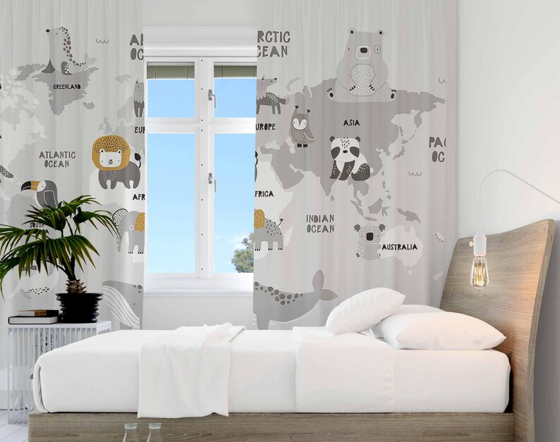 World Map Nursery Curtains Saf - Baby Nursery Blackout Curtains recension och pris
