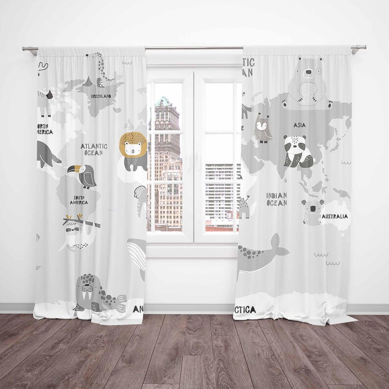 World Map Nursery Curtains Saf - Baby Nursery Blackout Curtains recension och pris