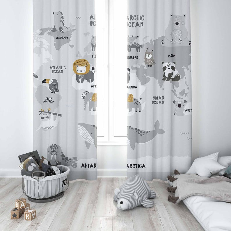 World Map Nursery Curtains Saf - Baby Nursery Blackout Curtains recension och pris