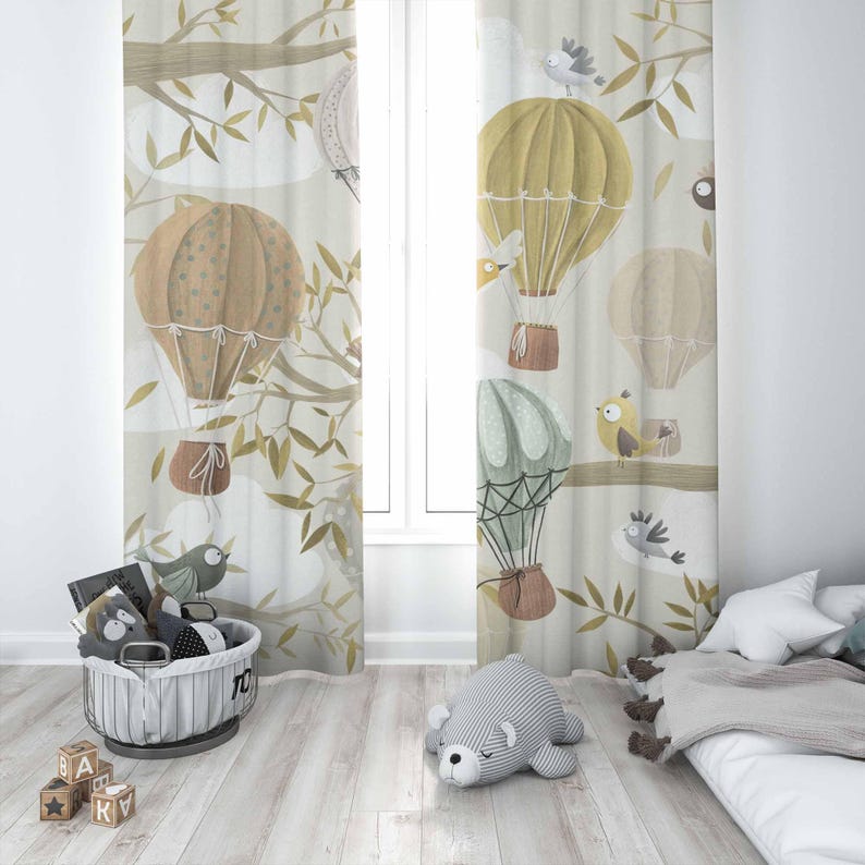 Hot Air Balloon Curtains Bird  - Baby Nursery Blackout Curtains recension och pris