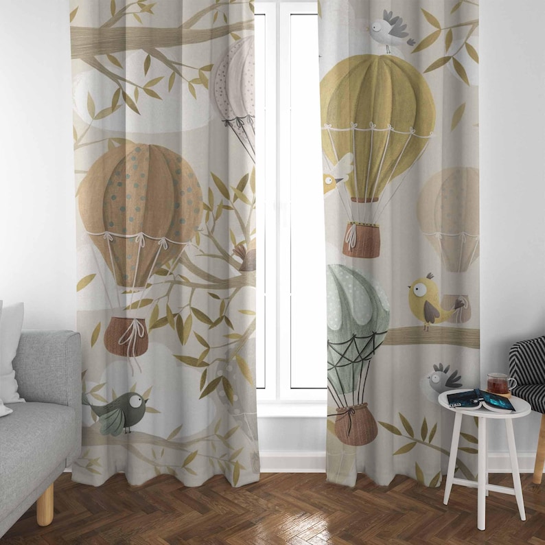 Hot Air Balloon Curtains Bird  - Baby Nursery Blackout Curtains recension och pris