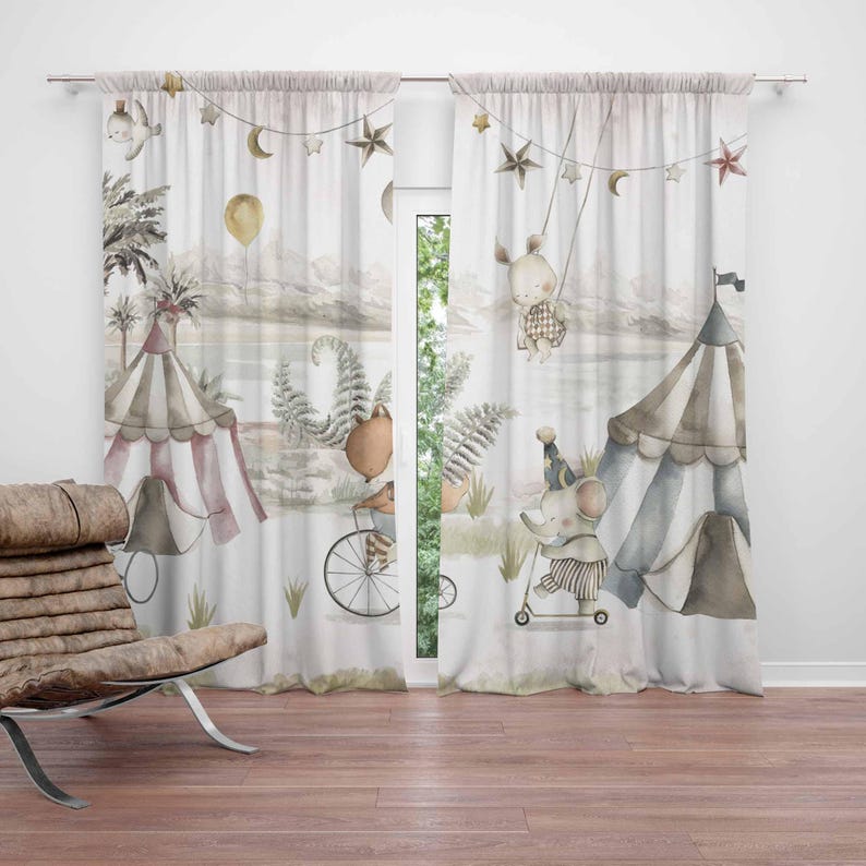 Circus Animals Curtains Kids B - Baby Nursery Blackout Curtains recension och pris