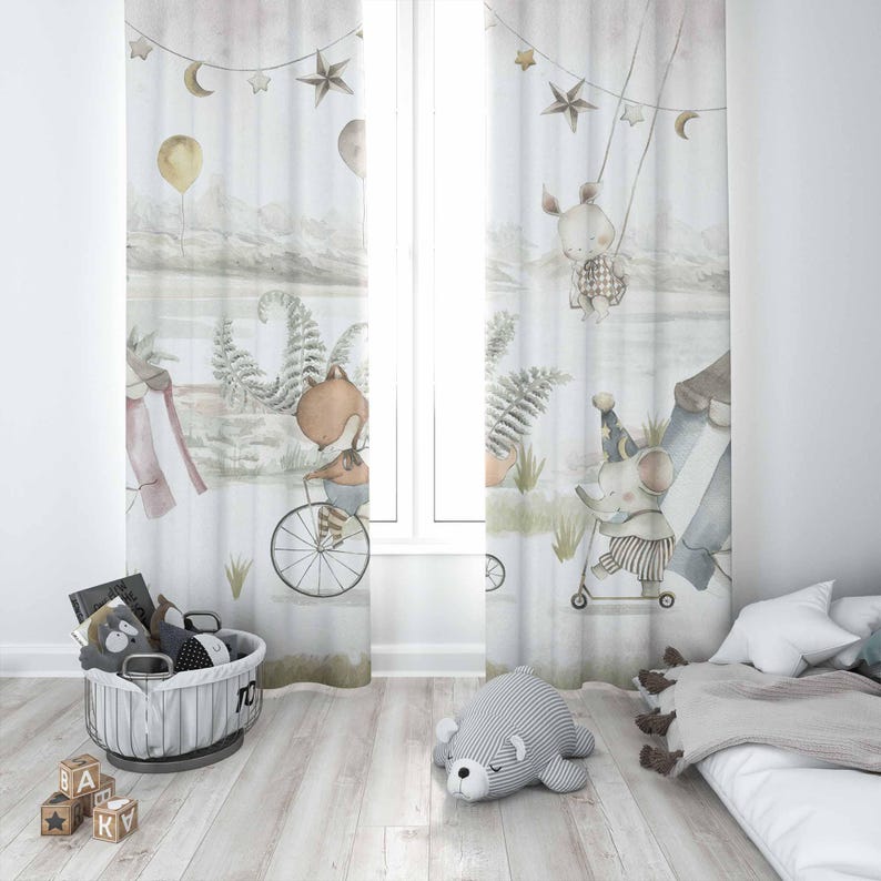 Circus Animals Curtains Kids B - Baby Nursery Blackout Curtains recension och pris