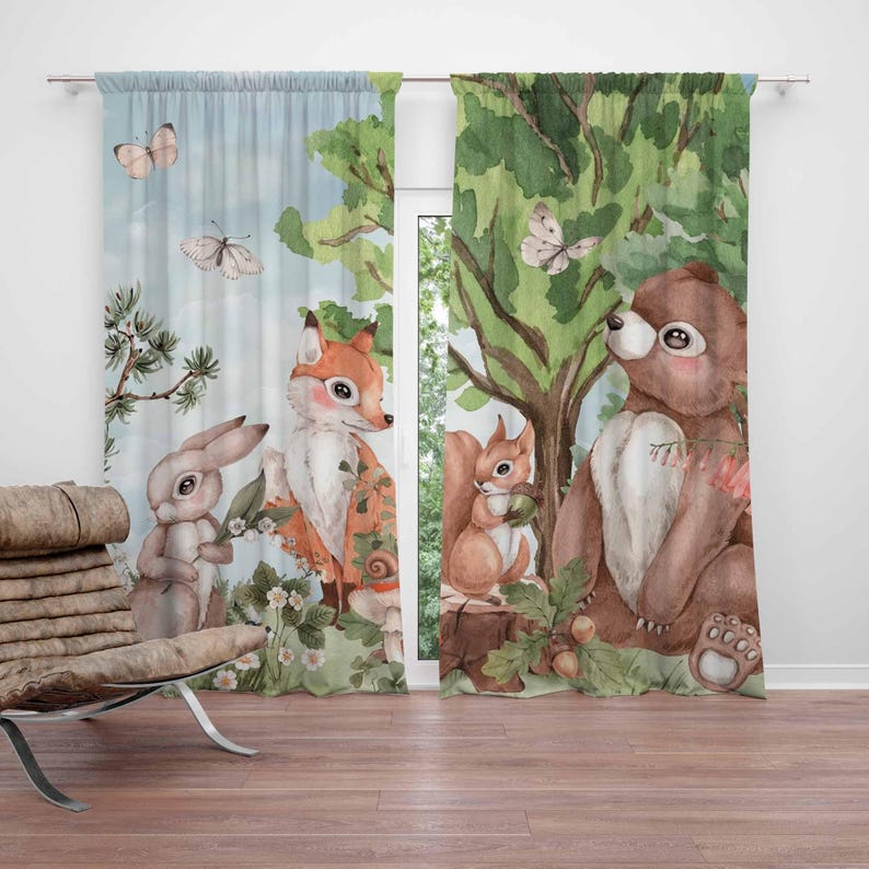 Forest Animals Curtains Kids B - Baby Nursery Blackout Curtains recension och pris