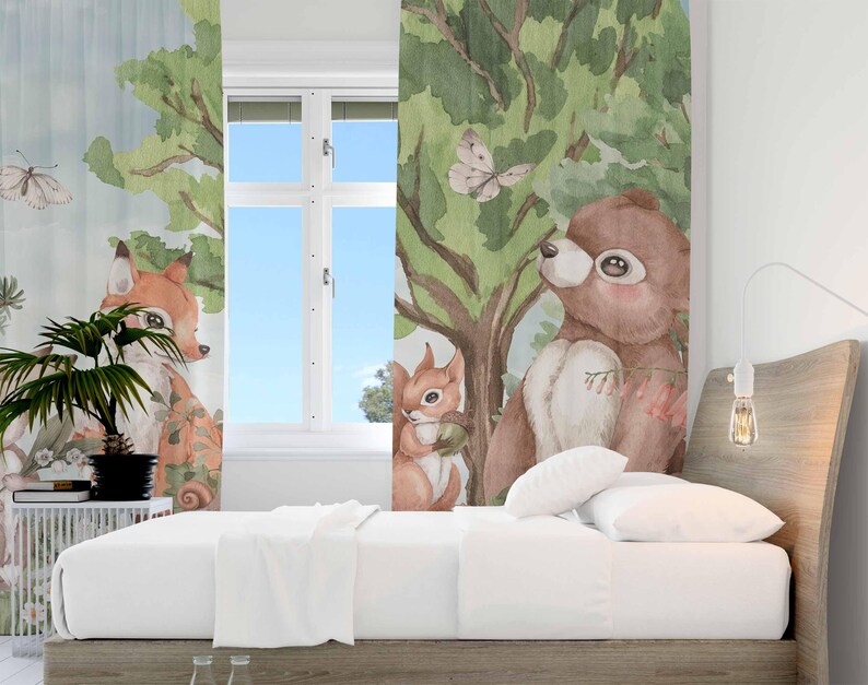 Forest Animals Curtains Kids B - Baby Nursery Blackout Curtains recension och pris
