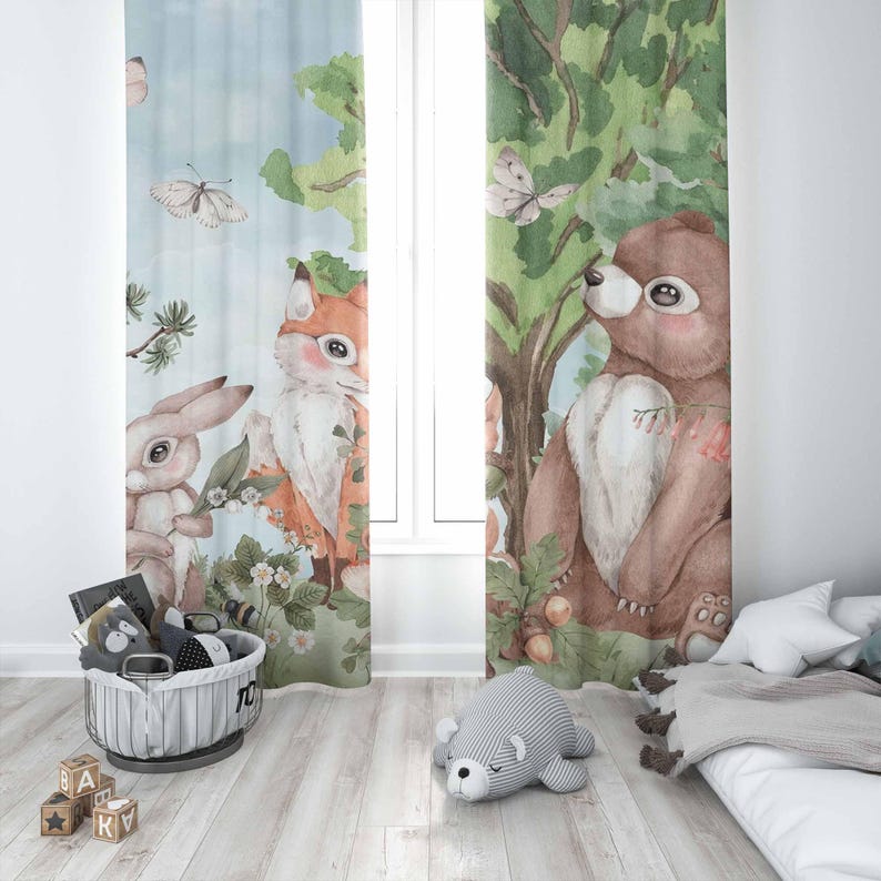 Forest Animals Curtains Kids B - Baby Nursery Blackout Curtains recension och pris