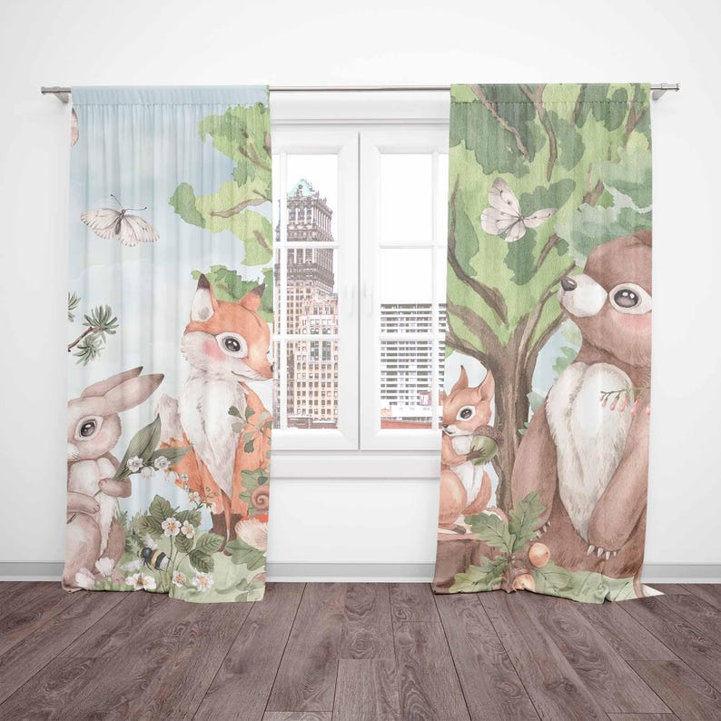Forest Animals Curtains Kids B - Baby Nursery Blackout Curtains recension och pris