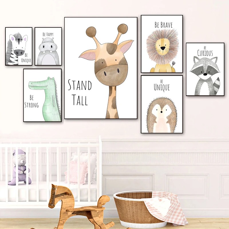 Cartoon Animal Canvas Painting - Baby Zebra Nursery recension och pris