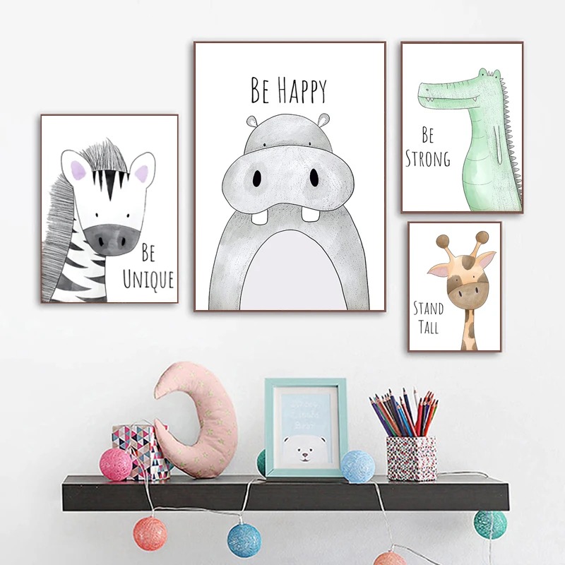 Cartoon Animal Canvas Painting - Baby Zebra Nursery recension och pris