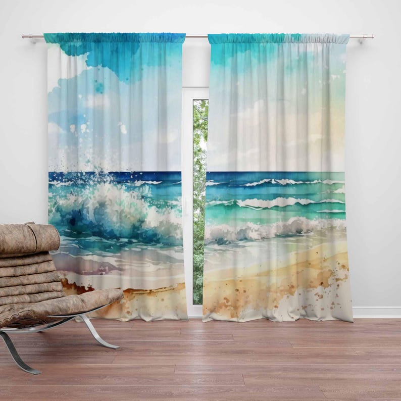Sea Wave Curtains Ocean Nature - Baby Nursery Blackout Curtains recension och pris
