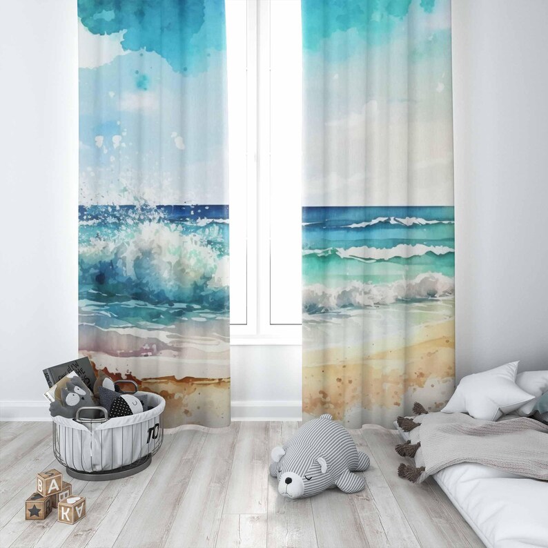 Sea Wave Curtains Ocean Nature - Baby Nursery Blackout Curtains recension och pris