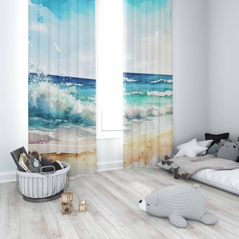 Sea Wave Curtains Ocean Nature - Baby Nursery Blackout Curtains recension och pris