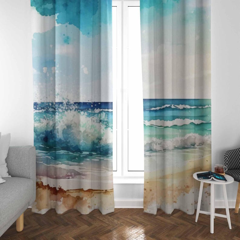 Sea Wave Curtains Ocean Nature - Baby Nursery Blackout Curtains recension och pris
