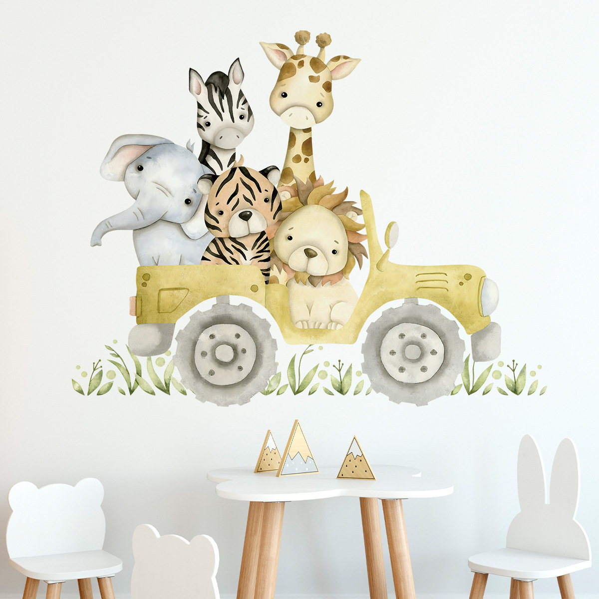 Cute Animals Drive Jeep Wall S - Baby Zebra Nursery recension och pris