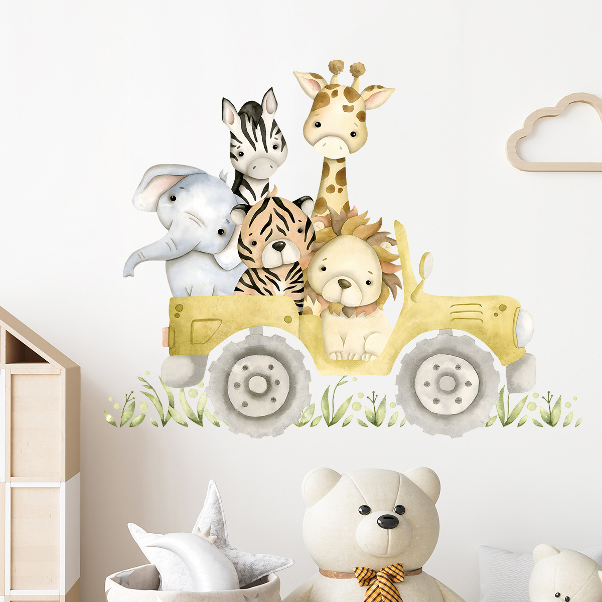 Cute Animals Drive Jeep Wall S - Baby Zebra Nursery recension och pris