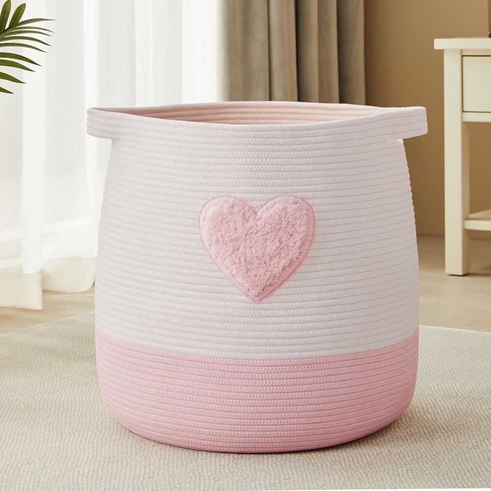 Pink Laundry Basket Hamper for - Baby Nursery Laundry Basket recension och pris
