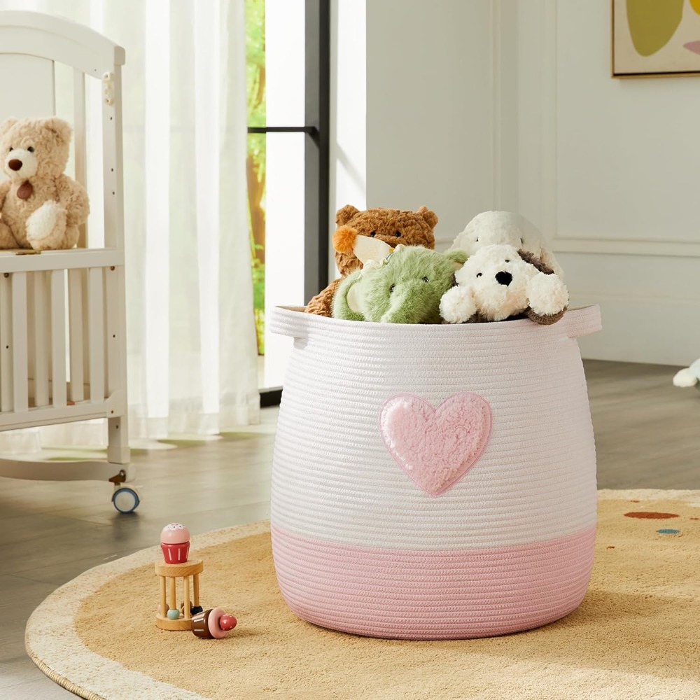 Pink Laundry Basket Hamper for - Baby Nursery Laundry Basket recension och pris