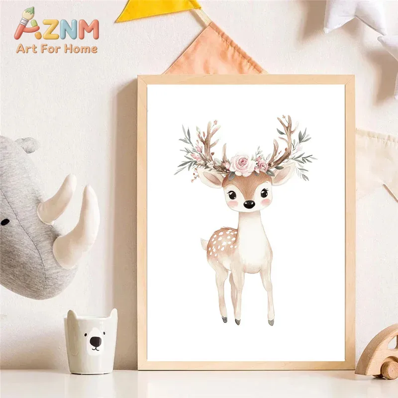 AZNM Watercolor Cute Animal Ca - Baby Unicorn Nursery recension och pris