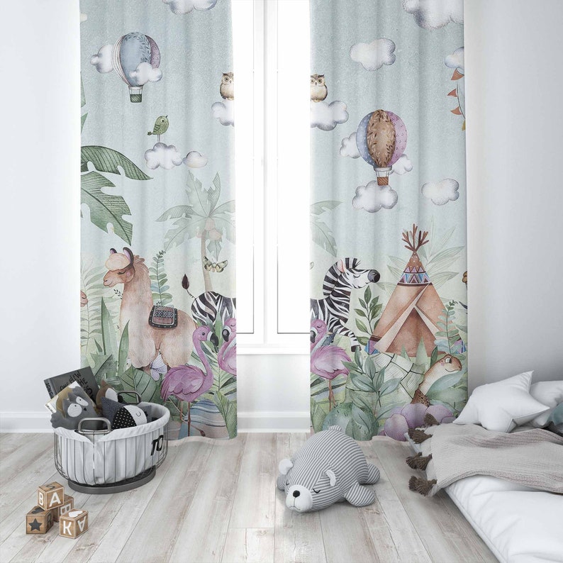 Safari Animals Party Nursery C - Baby Nursery Blackout Curtains recension och pris