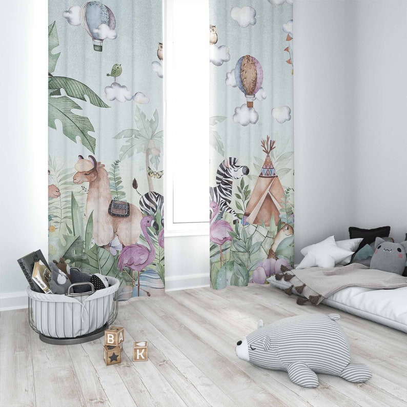 Safari Animals Party Nursery C - Baby Nursery Blackout Curtains recension och pris