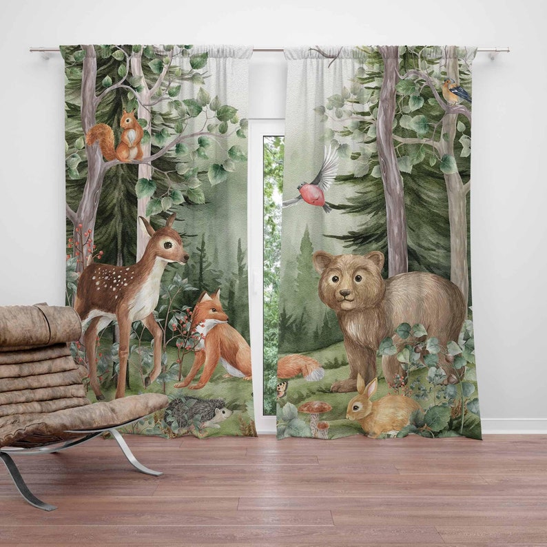 Woodland Animals Curtains Kids - Baby Nursery Blackout Curtains recension och pris
