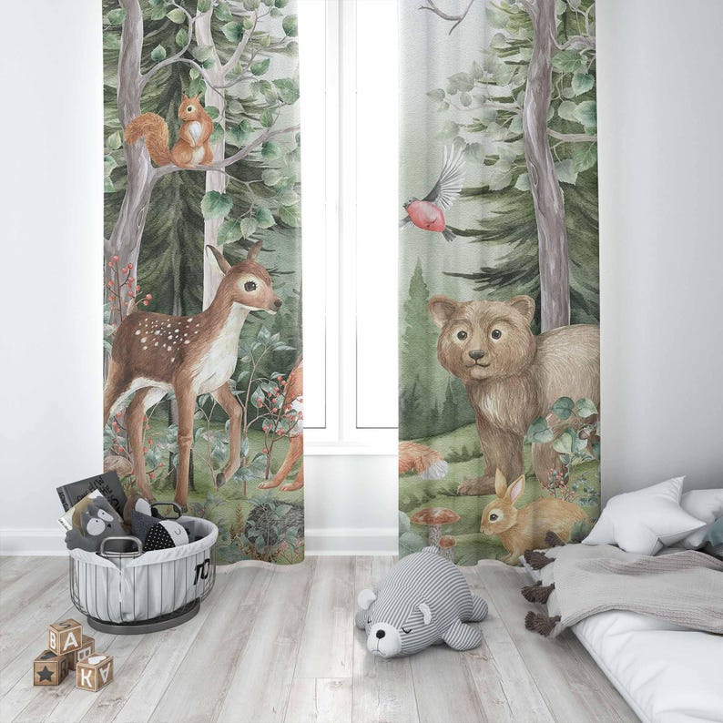 Woodland Animals Curtains Kids - Baby Nursery Blackout Curtains recension och pris