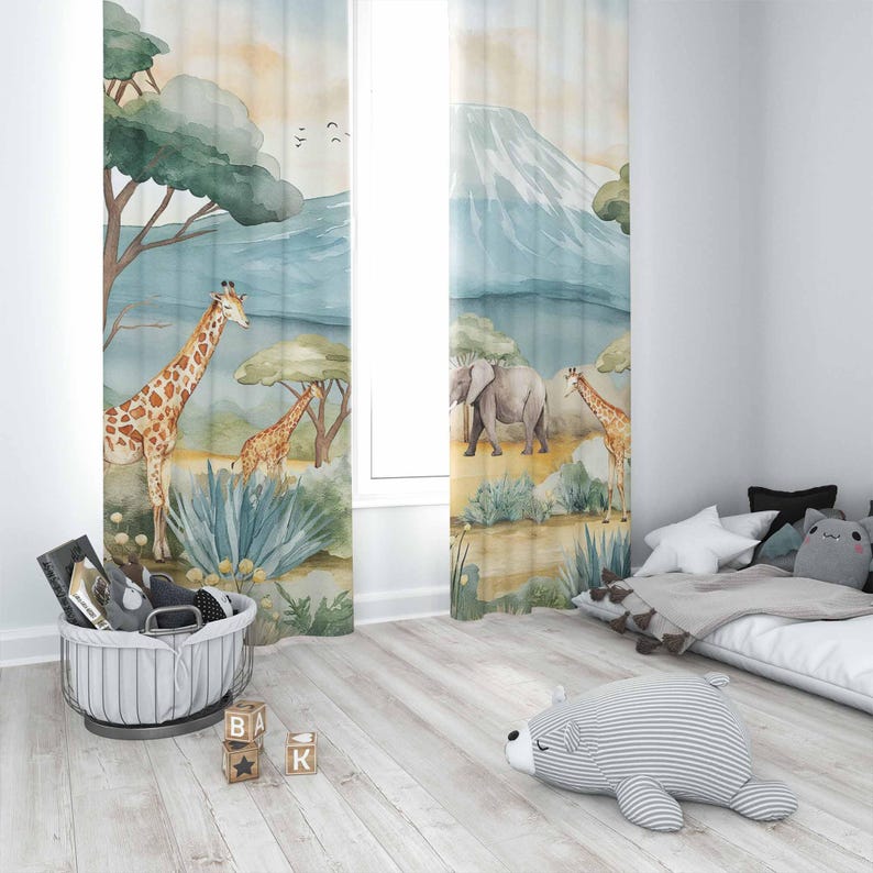 Safari Animals Kids Curtains B - Baby Nursery Blackout Curtains recension och pris