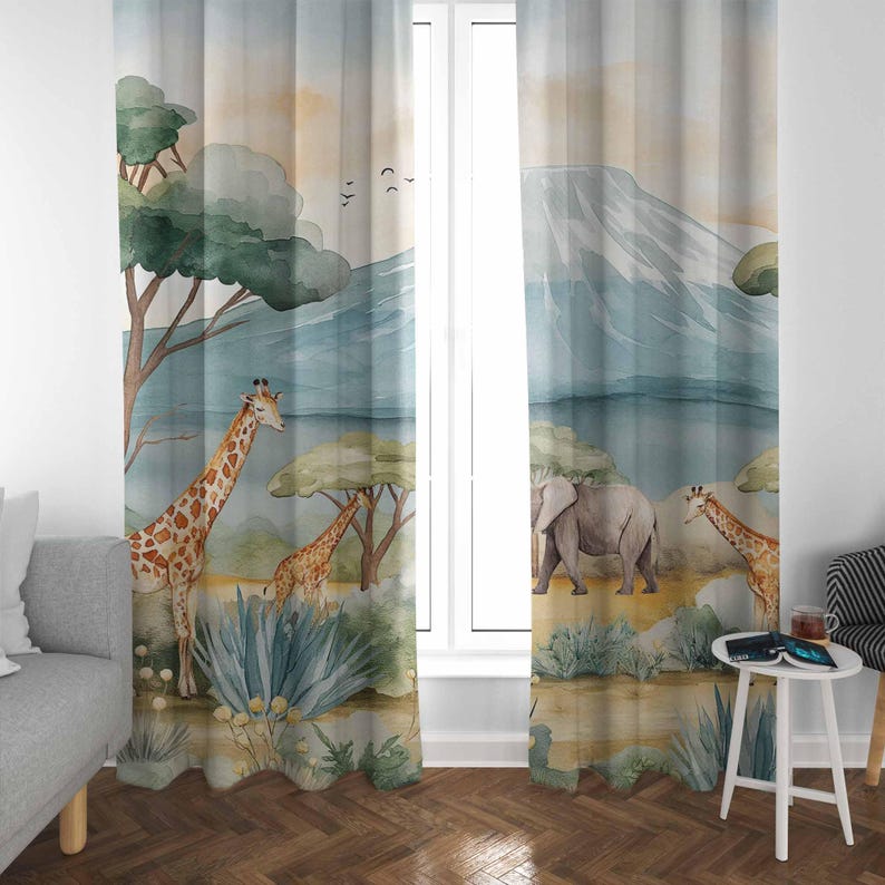 Safari Animals Kids Curtains B - Baby Nursery Blackout Curtains recension och pris