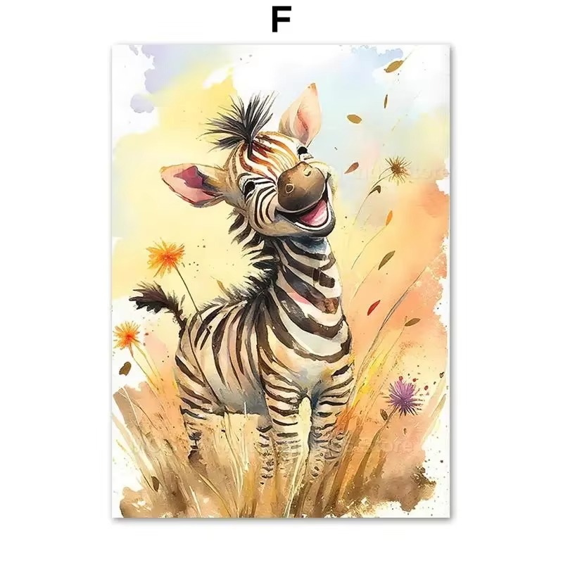 Watercolor Lion Giraffe Tiger  - Baby Zebra Nursery recension och pris